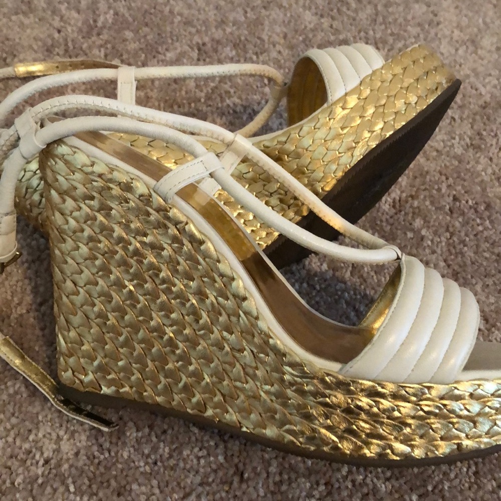 Ivory & Gold COACH wedges